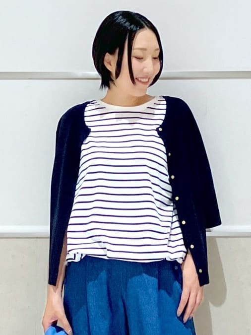 eriko さんの「Dessin｜【UVカット/洗える】2WAY五分袖カーディガン」を使ったコーディネート