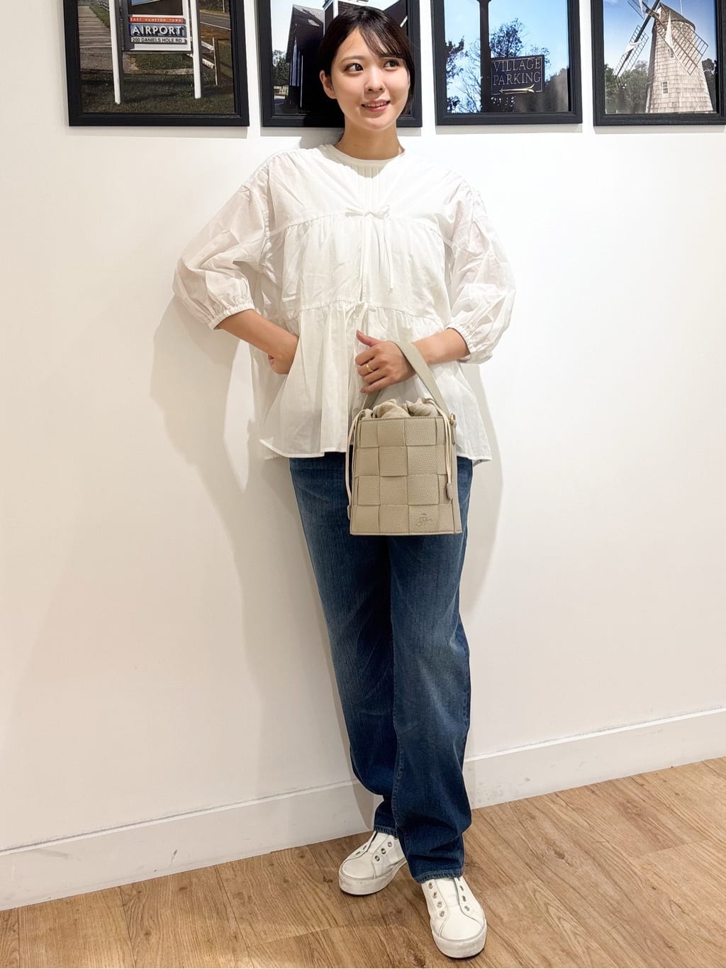Ririkaさんの「Dessin｜【洗える】フロントリボン七分袖ブラウス」を使ったコーディネート