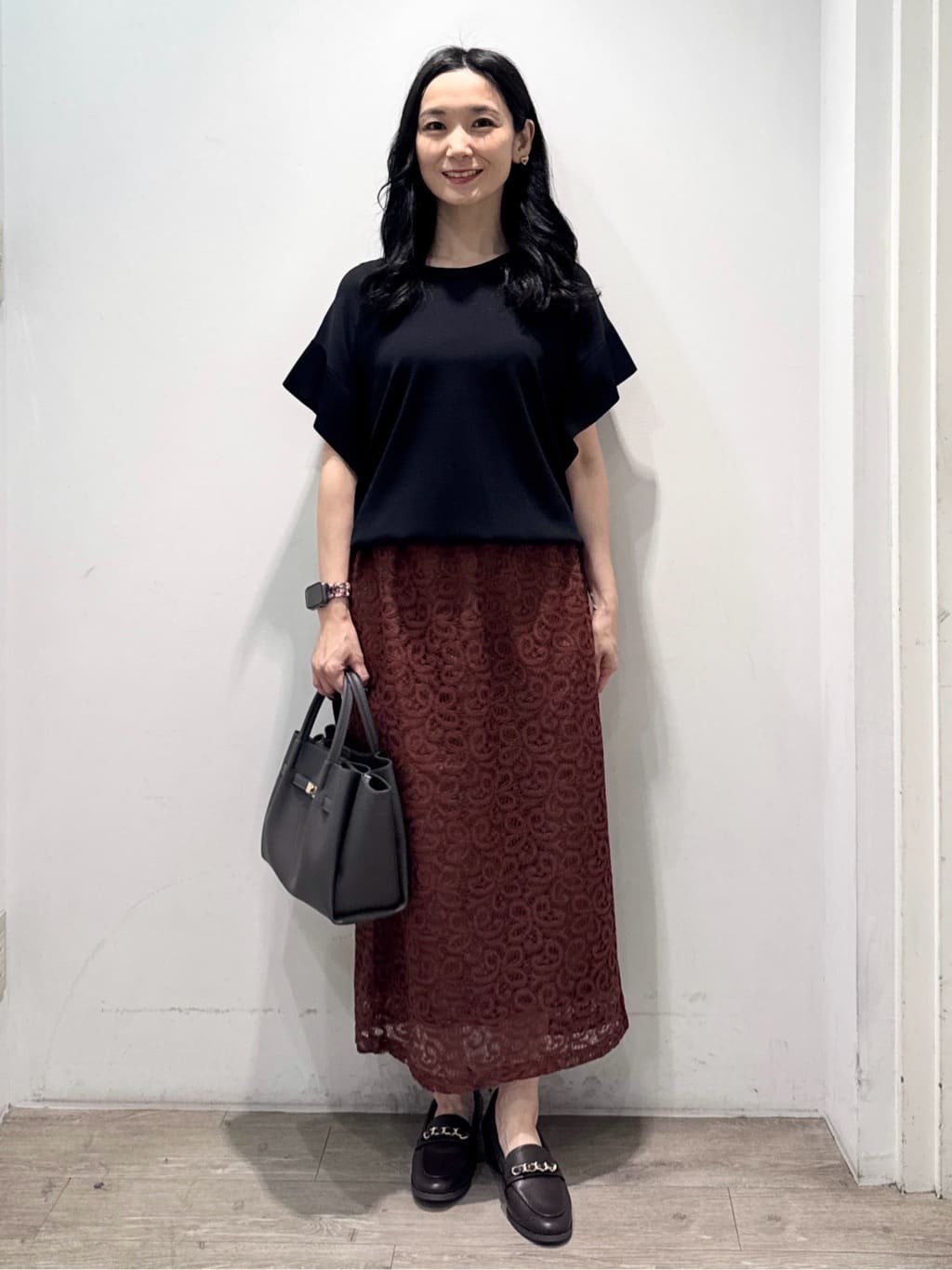 yuicciさんの「OPAQUE.CLIP｜《美人百花掲載》レースイージーナロースカート【洗濯機洗い可】」を使ったコーディネート