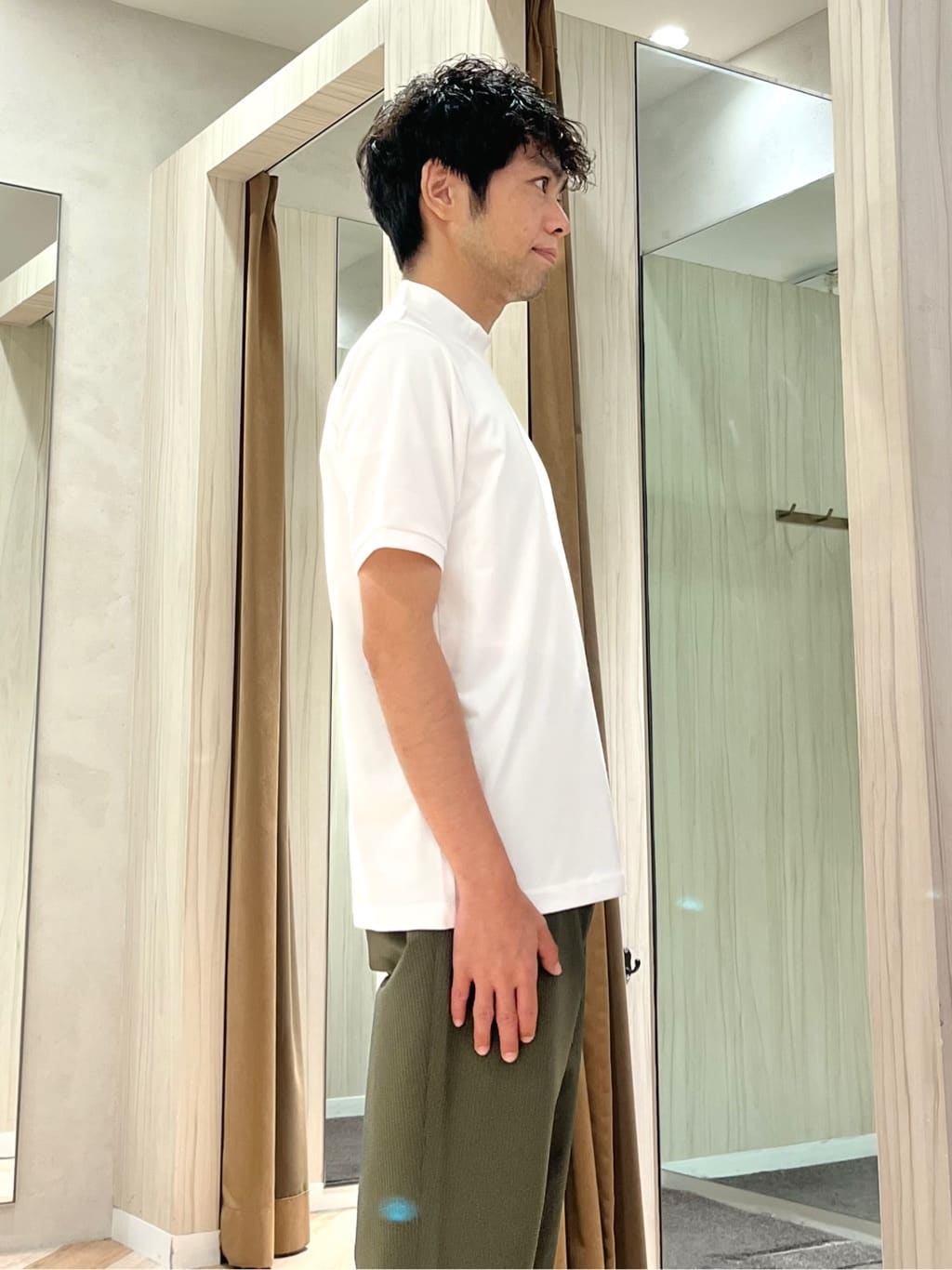 URAさんの「TAKEO KIKUCHI｜【COOL CITY WEAR】ストライプジャージ ボタンダウンシャツ /接触冷感」を使ったコーディネート