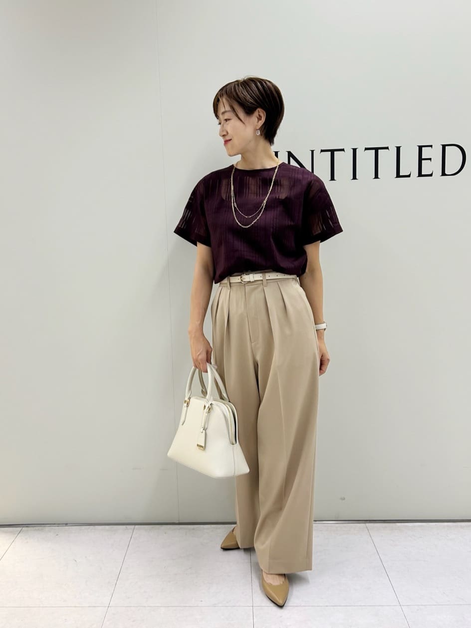 Mikiさんの「UNTITLED｜【セットアップ可/エレガント】シアーチェックTブラウス」を使ったコーディネート