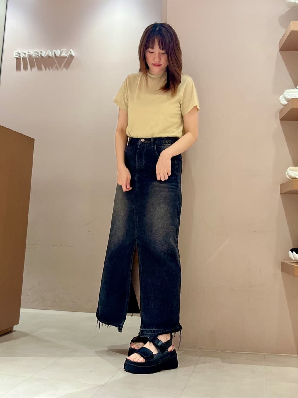 Oさんの「ESPERANZA｜ダブルベルト厚底サンダル」を使ったコーディネート