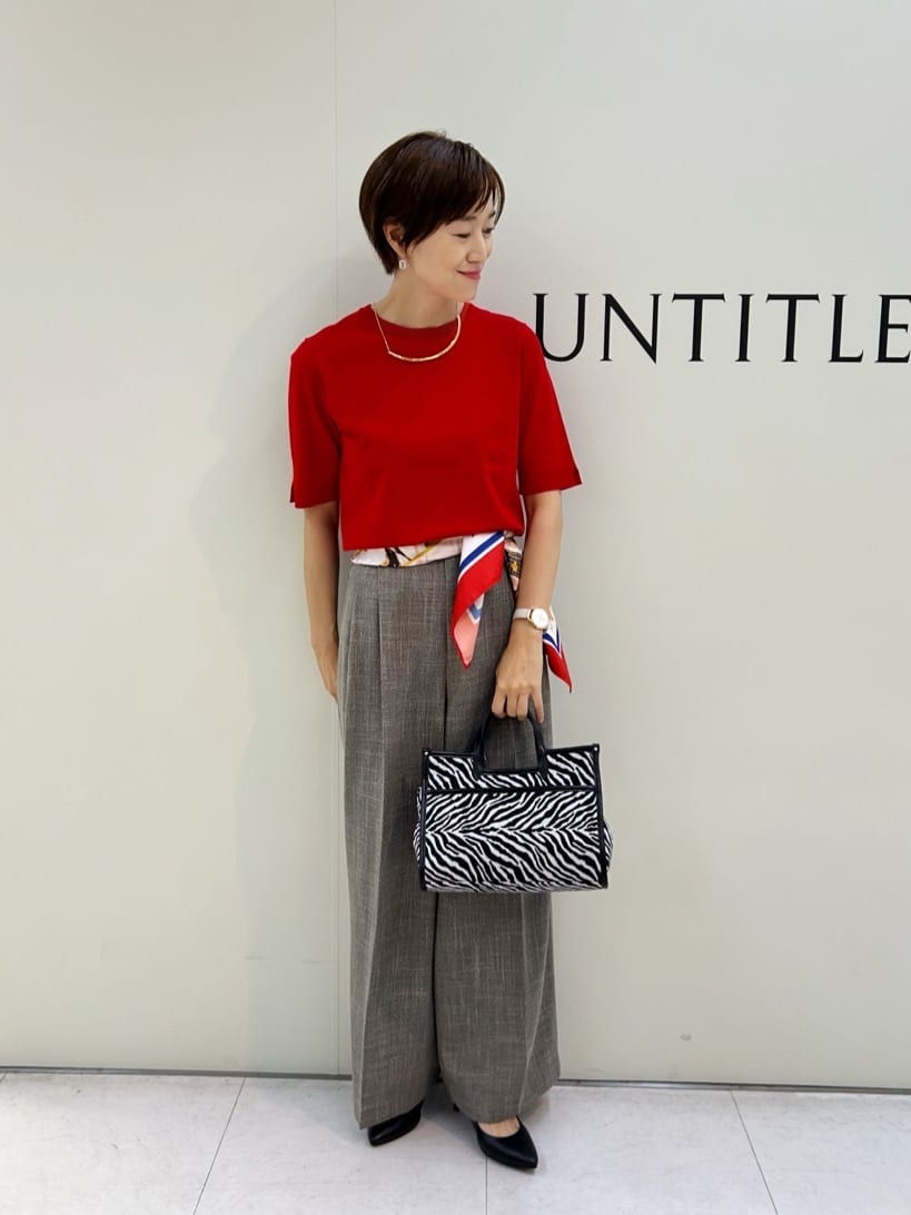 Mikiさんの「UNTITLED｜【アンサンブル可/薄手/洗える】5分袖クルーニット」を使ったコーディネート