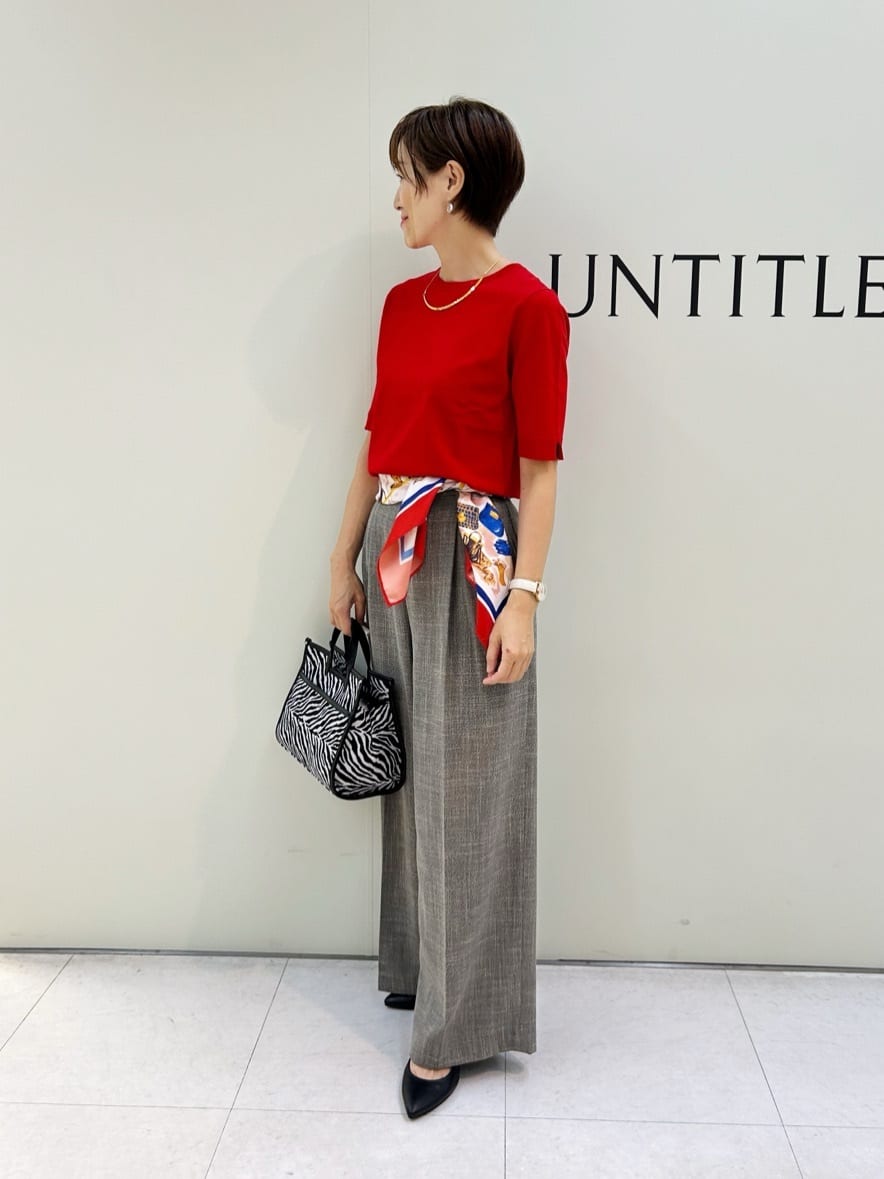 Mikiさんの「UNTITLED｜【アンサンブル可/薄手/洗える】5分袖クルーニット」を使ったコーディネート