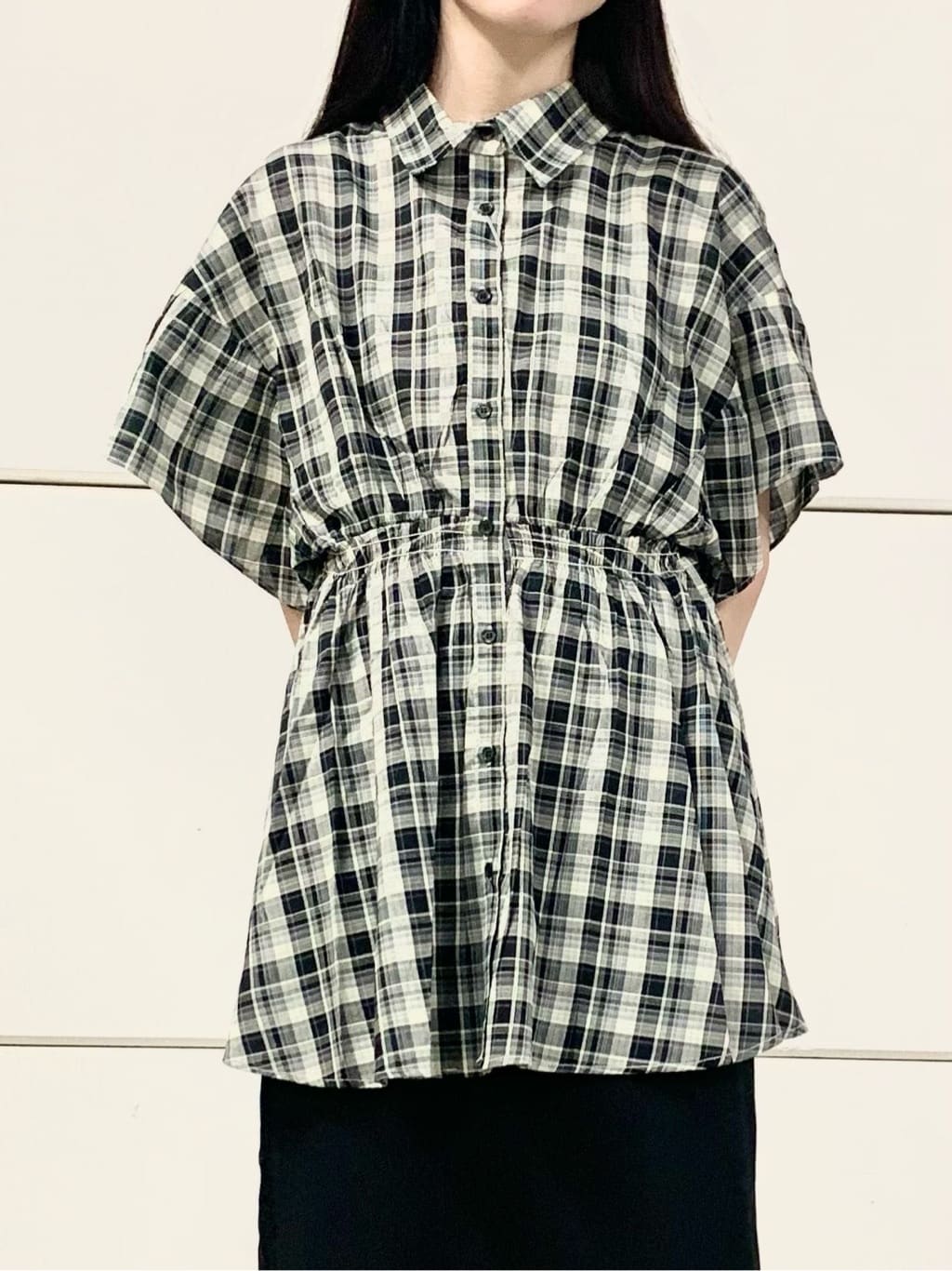 sahoさんの「THE SHOP TK｜チェック柄チュニックブラウス」を使ったコーディネート