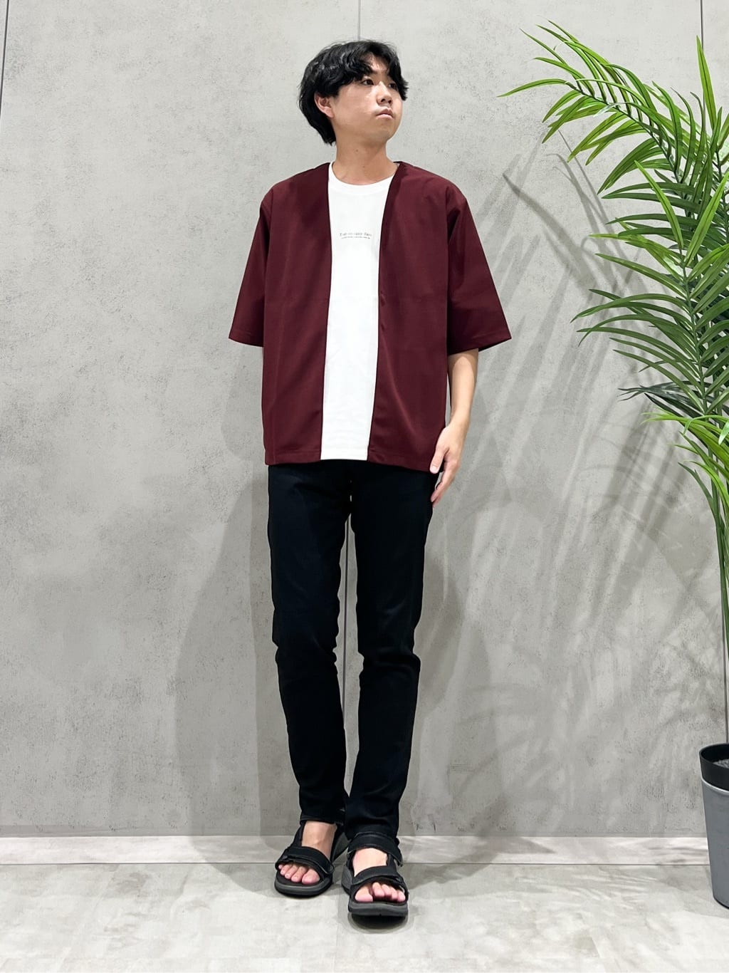 SHI-MAさんの「THE SHOP TK｜五分袖カーディガン+半袖Tシャツセットアイテム 洗濯機OK」を使ったコーディネート