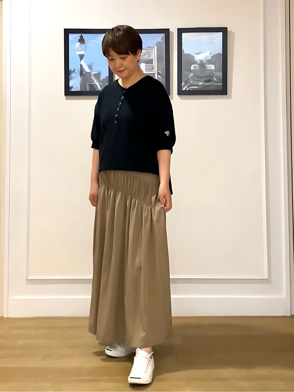 Hiroさんの「Dessin｜【360度可愛い/前後2WAY/洗える】ライトコットンヘンリーカットソー」を使ったコーディネート