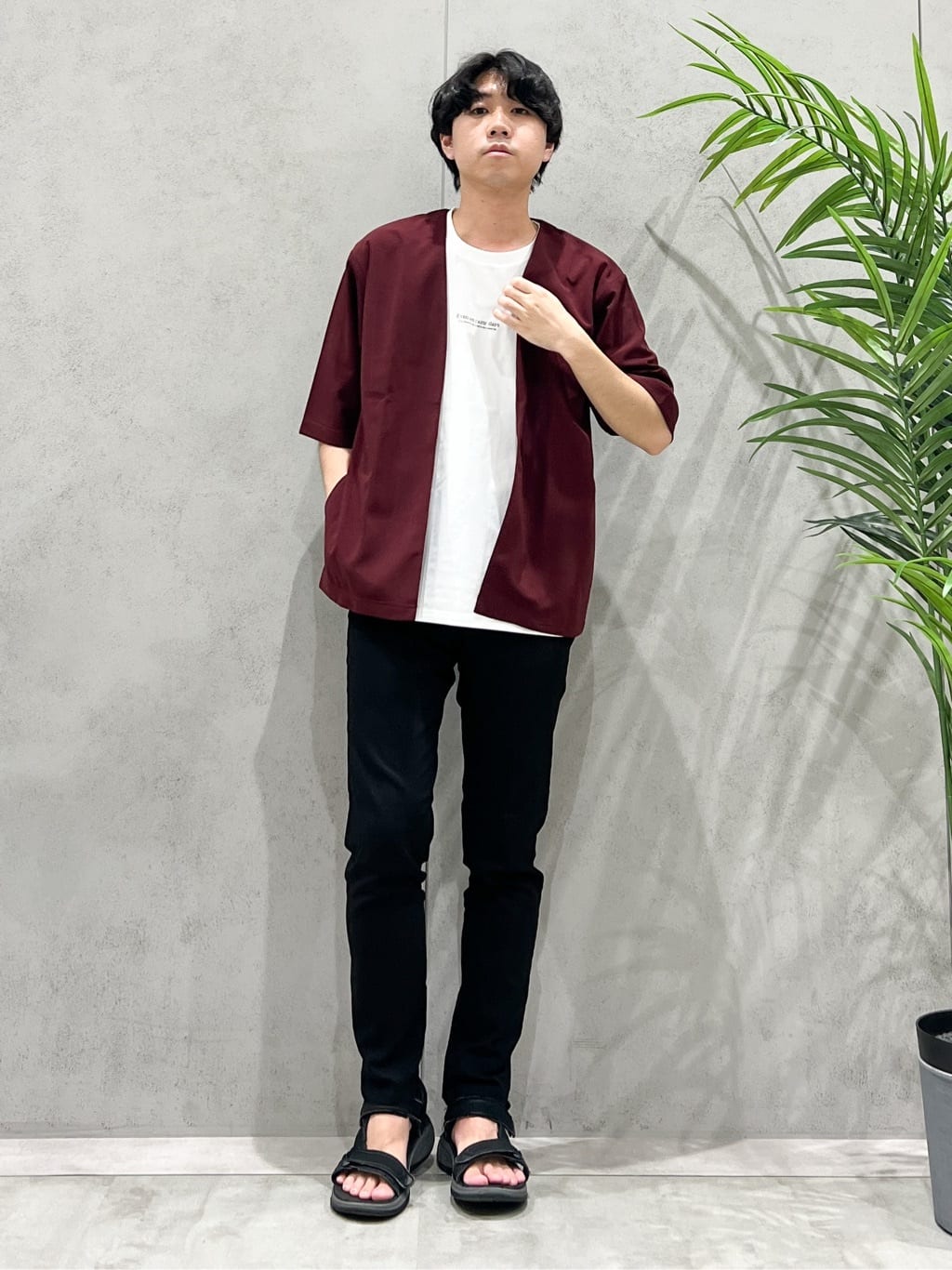 SHI-MAさんの「THE SHOP TK｜五分袖カーディガン+半袖Tシャツセットアイテム 洗濯機OK」を使ったコーディネート