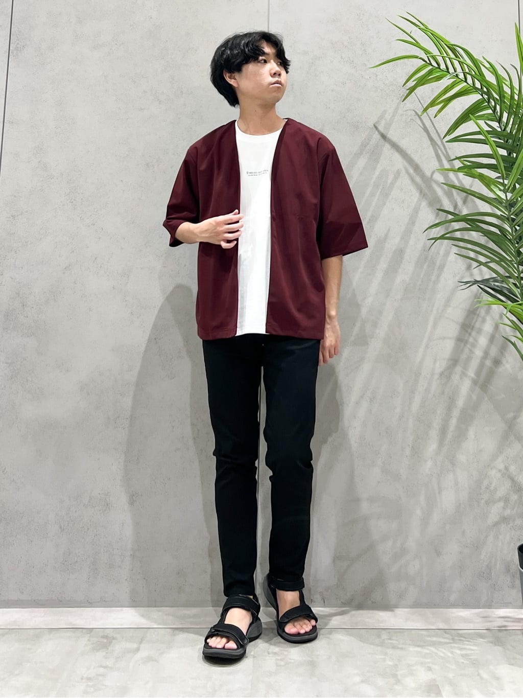 SHI-MAさんの「THE SHOP TK｜五分袖カーディガン+半袖Tシャツセットアイテム 洗濯機OK」を使ったコーディネート