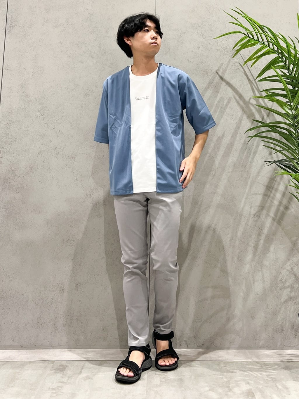 SHI-MAさんの「THE SHOP TK｜五分袖カーディガン+半袖Tシャツセットアイテム 洗濯機OK」を使ったコーディネート