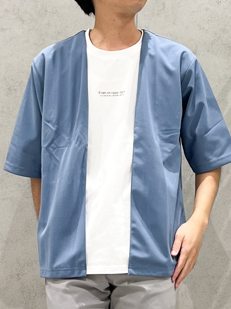 SHI-MAさんの「THE SHOP TK｜五分袖カーディガン+半袖Tシャツセットアイテム 洗濯機OK」を使ったコーディネート