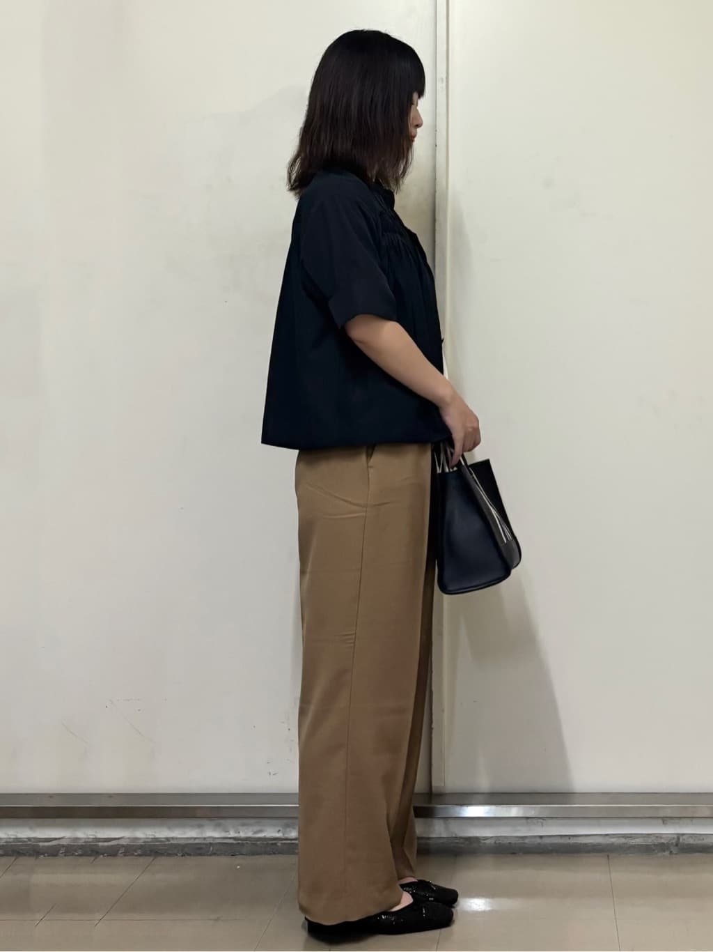 やまさんの「OPAQUE.CLIP｜美脚イージーワイドパンツ【防シワ／洗濯機洗い可／抗ピル／ストレッチ】《丈が選べる／SS-LLサイズ／」を使ったコーディネート
