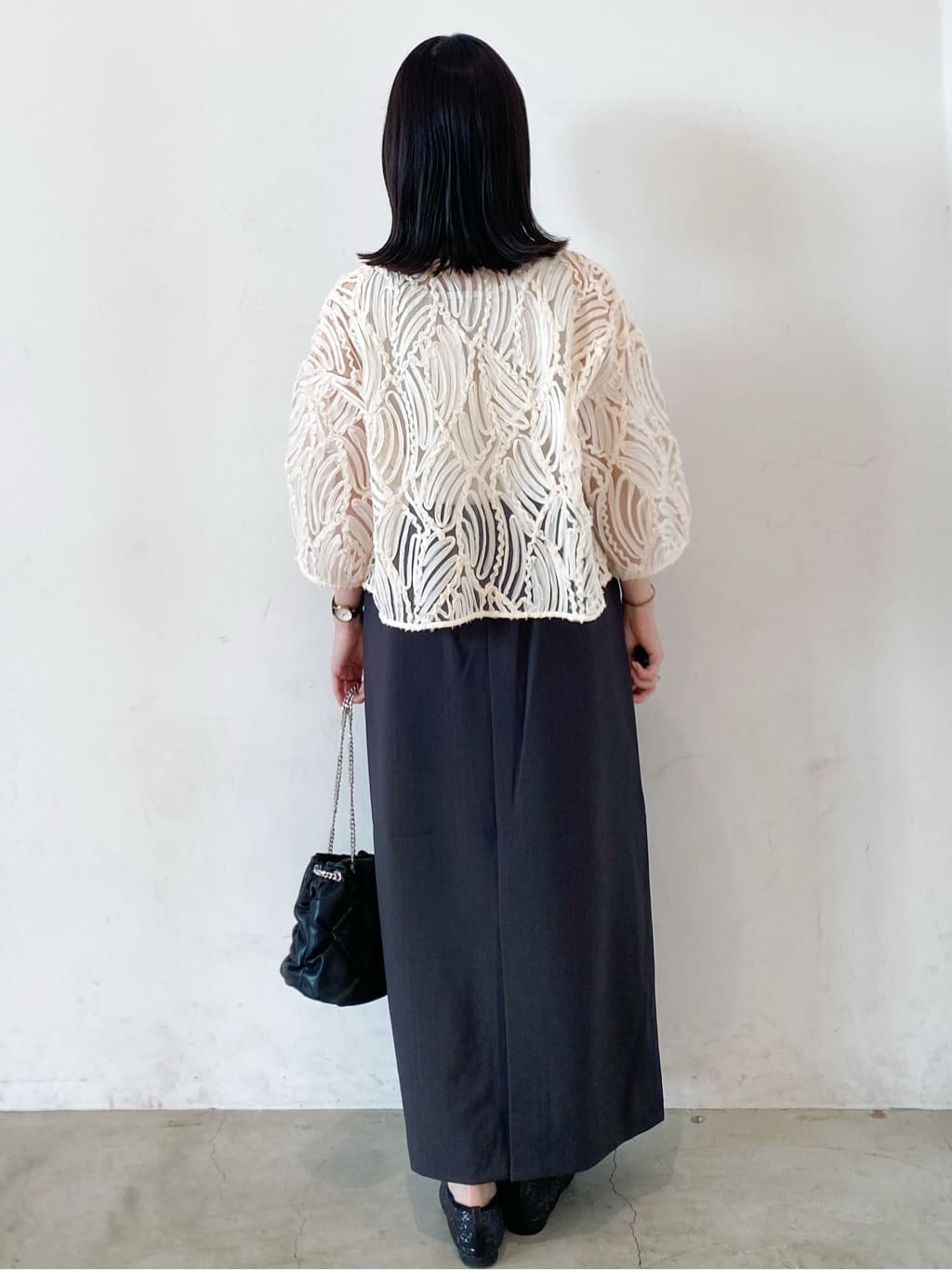 haruさんの「OPAQUE.CLIP｜シアー刺繍レース前開きブラウス【洗濯機洗い可】」を使ったコーディネート