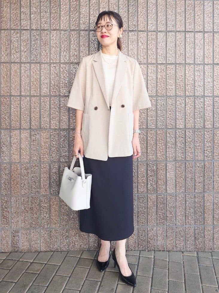 MUTSUKOさんの「UNTITLED｜【吸水速乾/洗える】ハーフスリーブジャケット」を使ったコーディネート