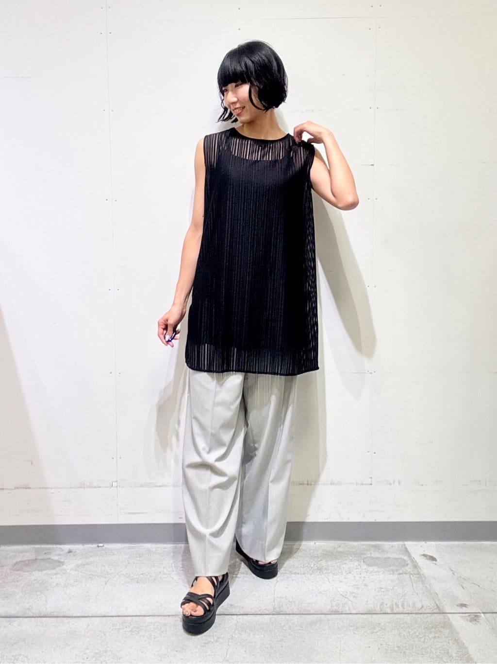 naoさんの「INDIVI｜【洗える／セットアップ可能】ラッセルチュニック」を使ったコーディネート