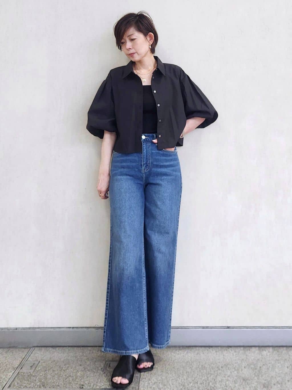 milkyさんの「OPAQUE.CLIP｜バルーンスリーブシャツ【洗濯機洗い可】」を使ったコーディネート