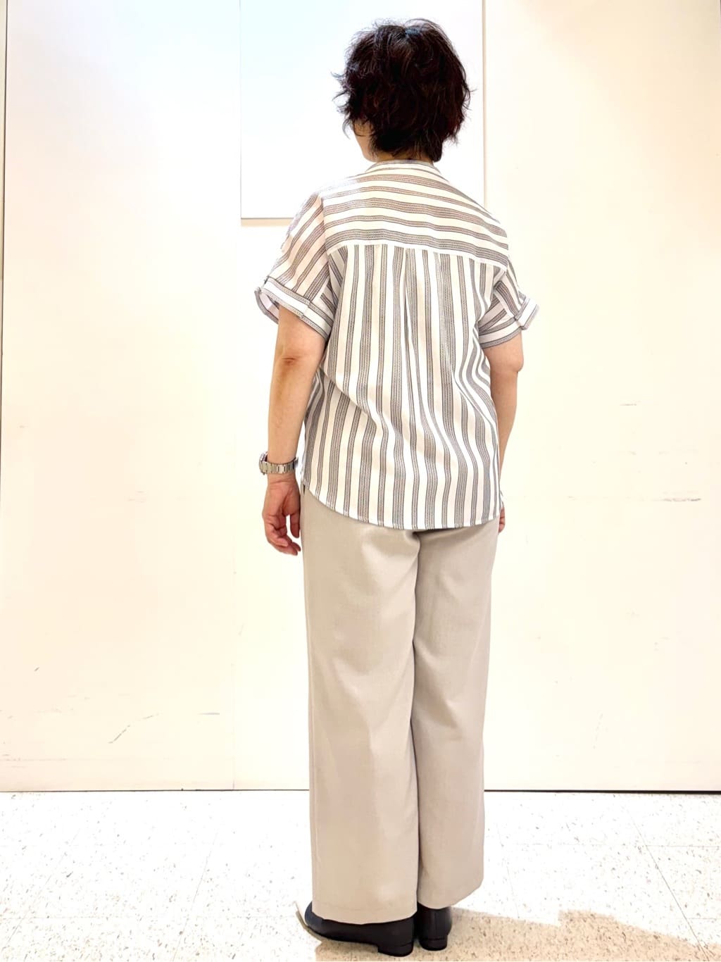 ヤスコさんの「Reflect｜【洗える】ドビーストライプブラウス」を使ったコーディネート