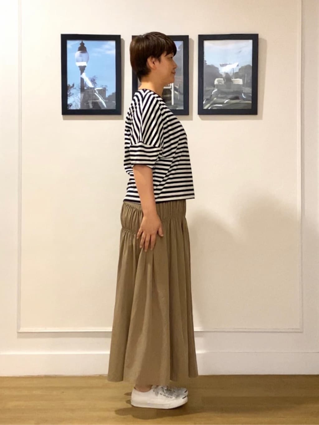 Hiroさんの「Dessin｜【二の腕カバー／UVカット】ランタンスリーブカットソー」を使ったコーディネート
