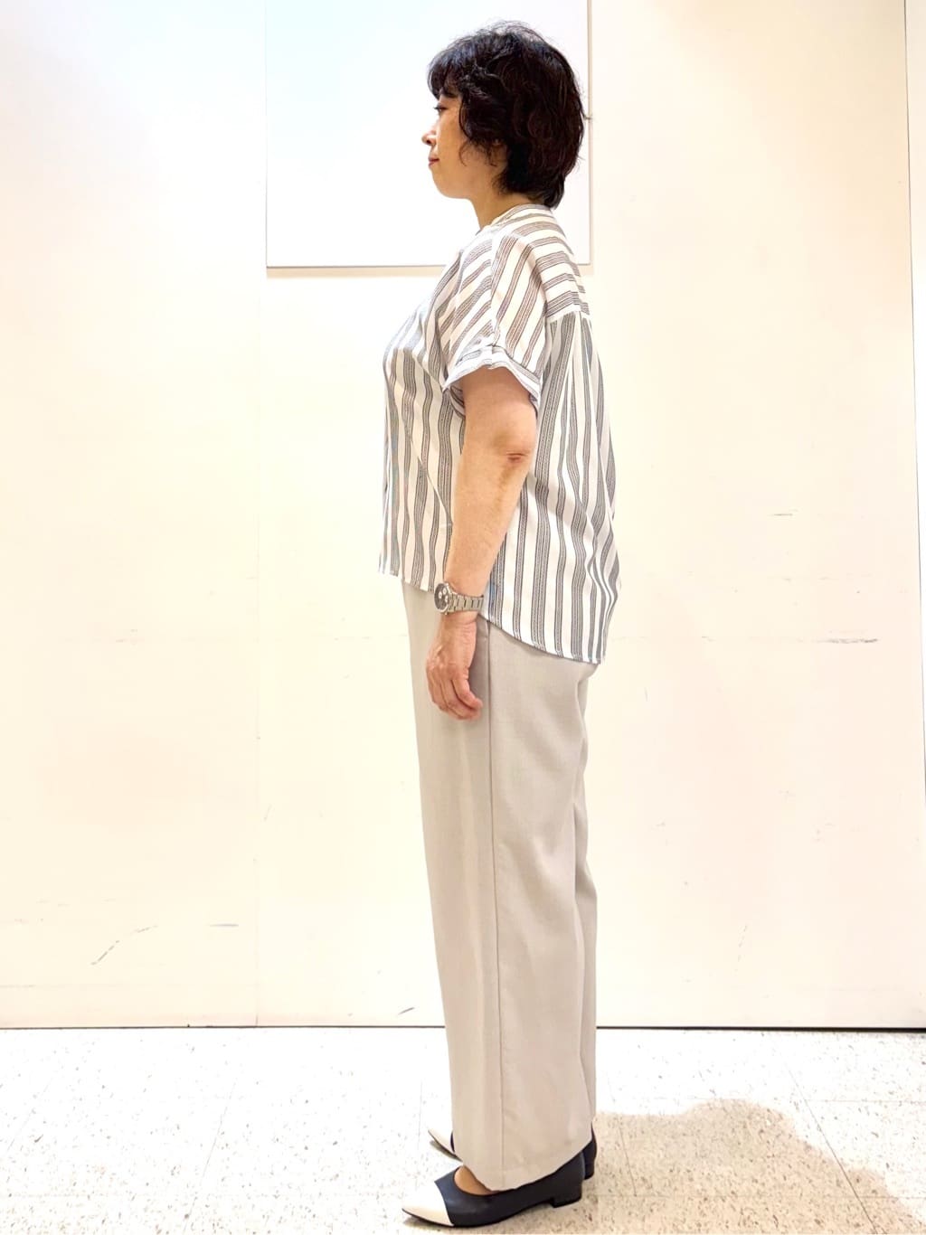 ヤスコさんの「Reflect｜【洗える】ドビーストライプブラウス」を使ったコーディネート