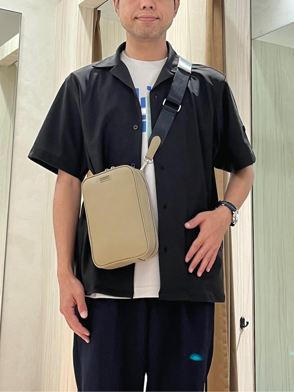 URAさんの「TAKEO KIKUCHI｜【COOL CITY WEAR】エアートール オープンカラーシャツ /接触冷感・通気性」を使ったコーディネート