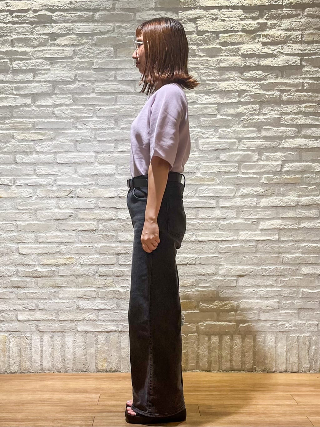 さくらさんの「OPAQUE.CLIP｜ガーターボリュームスリーブニット【UVケア／洗濯機洗い可】」を使ったコーディネート