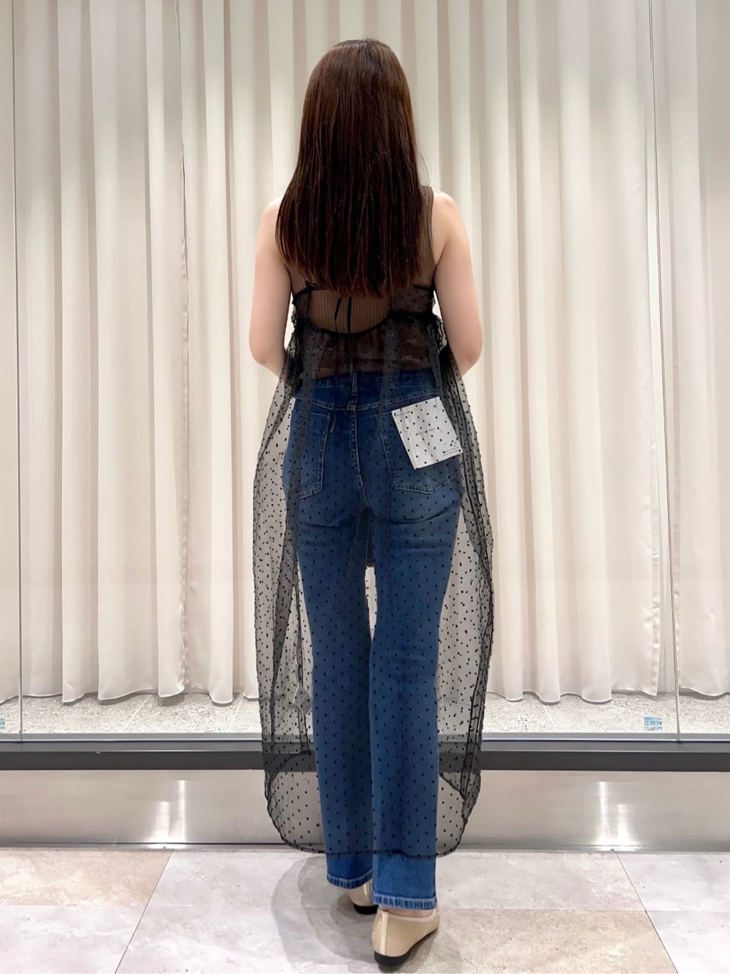 maiさんの「OPAQUE.CLIP｜シアードットレイヤードキャミワンピース【洗濯機洗い可】」を使ったコーディネート