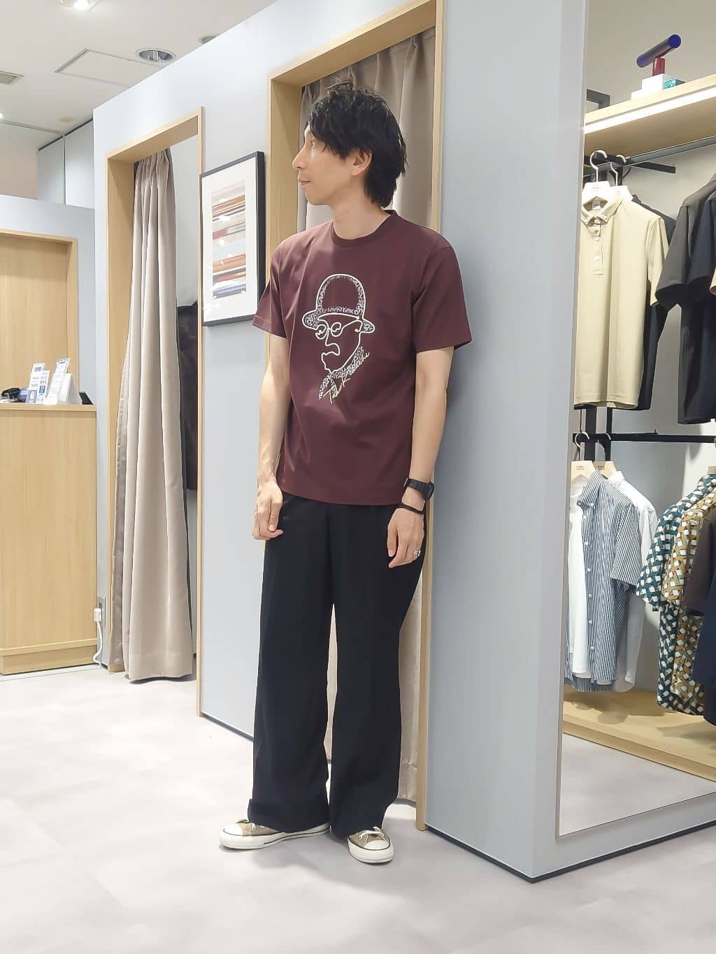 kawamuさんの「TAKEO KIKUCHI｜【COOL CITY WEAR】エアートール オープンカラーシャツ /接触冷感・通気性」を使ったコーディネート