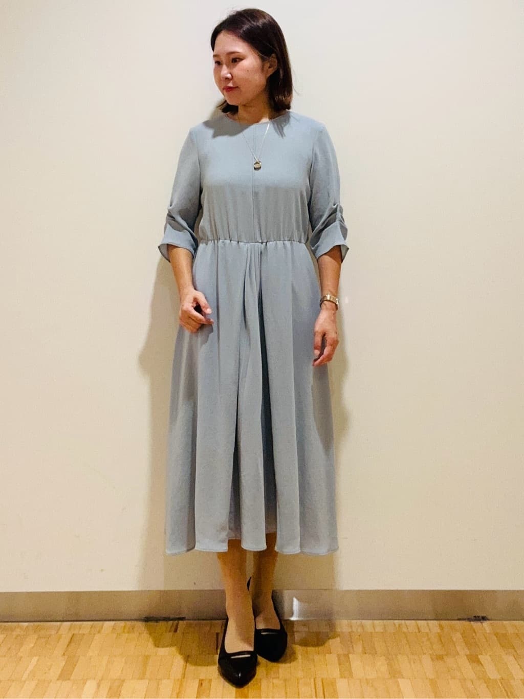 haseさんの「Reflect｜【吸水速乾／防しわ】シルキープリーツワンピース」を使ったコーディネート