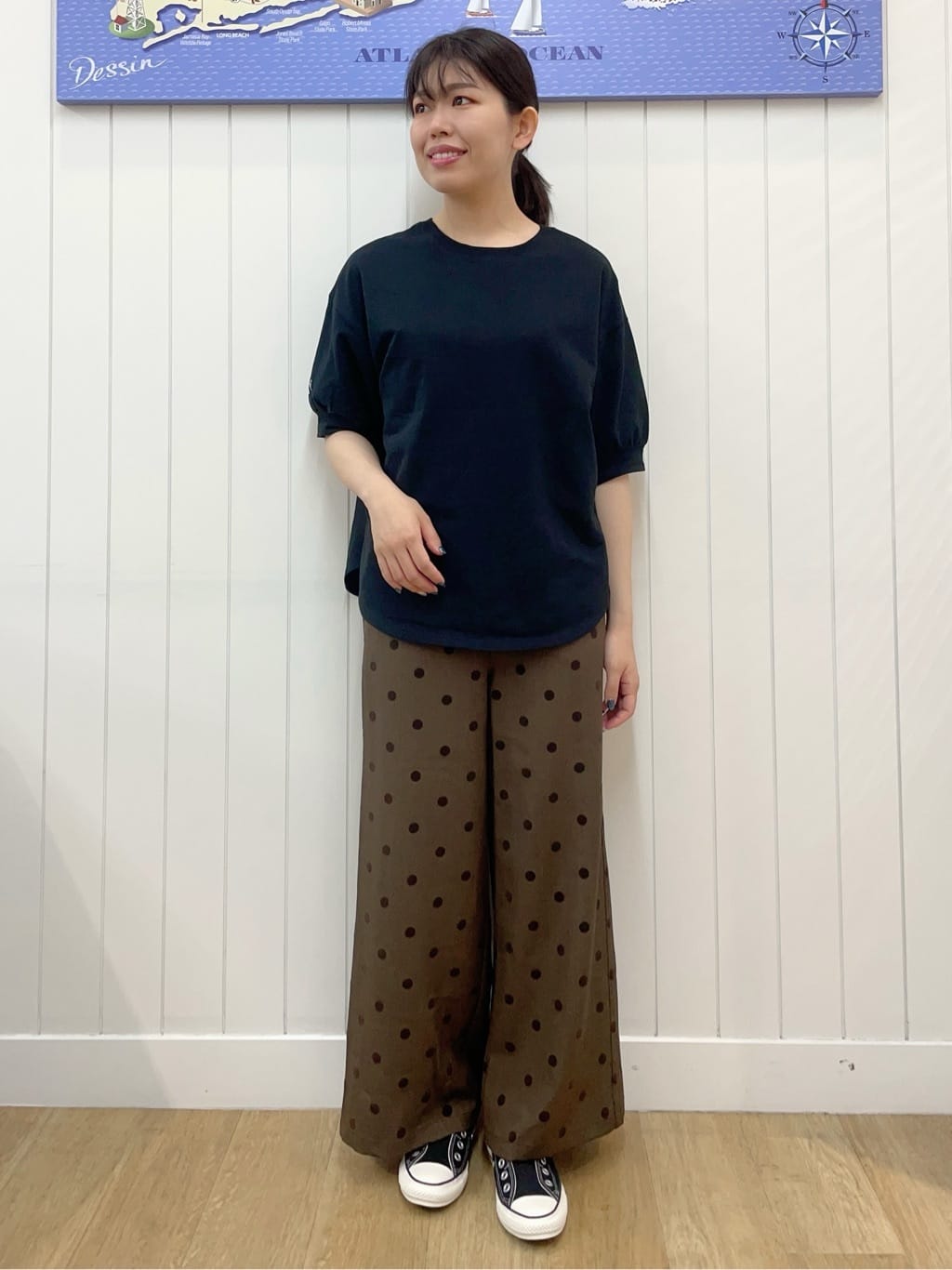 Mayaさんの「Dessin｜【360度可愛い/前後2WAY/洗える】ライトコットンヘンリーカットソー」を使ったコーディネート