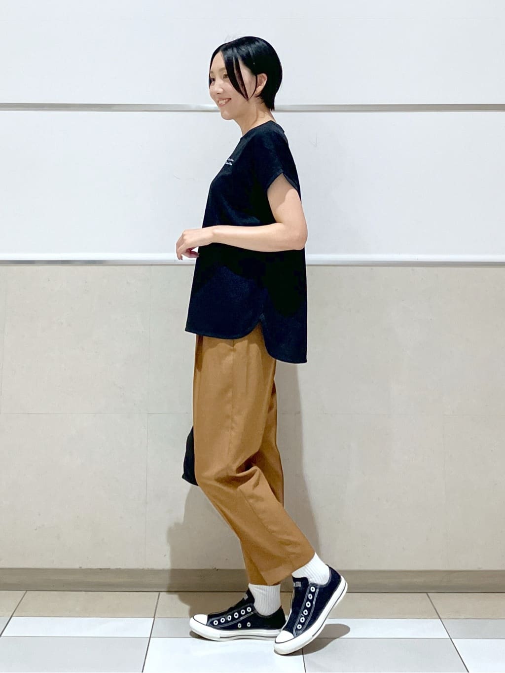 eriko さんの「Dessin｜【洗える】フレンチスリーブロゴ入りTシャツ」を使ったコーディネート