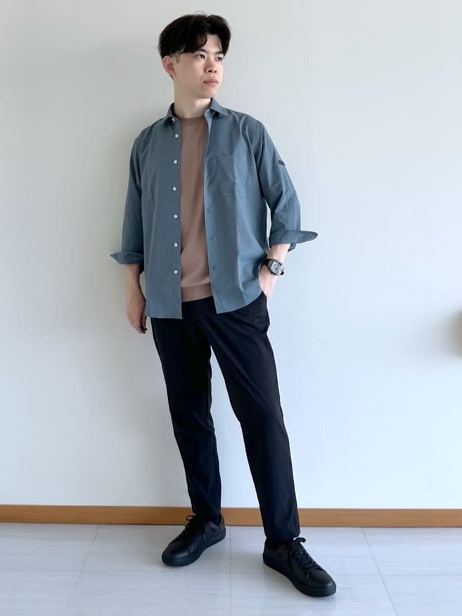 イッシーさんの「TAKEO KIKUCHI｜【COOL CITY WEAR】DotAir（R）サッカー シャツ」を使ったコーディネート