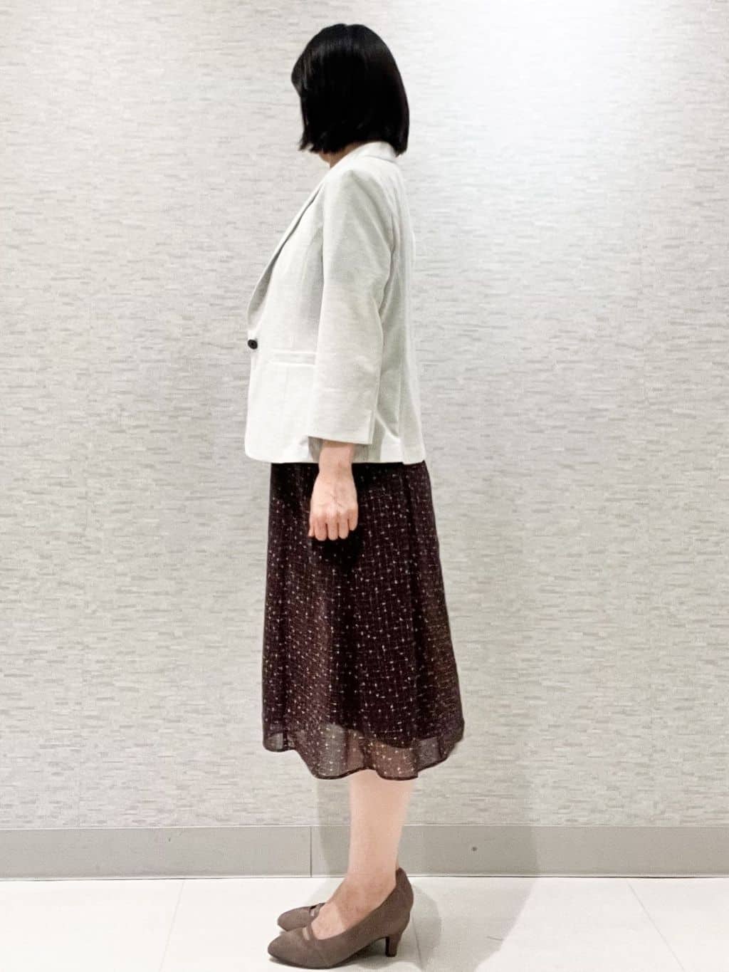 marikoさんの「Reflect｜【WEB先行カラーあり／マシンウォッシュ可／ナローベルト付き】オフボディツイードチェックワンピース」を使ったコーディネート