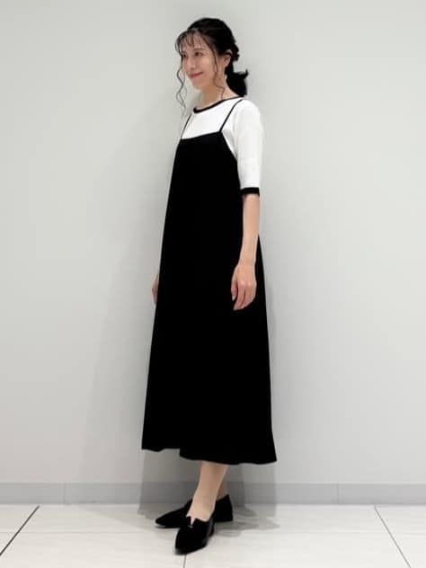 kayoさんの「INDIVI｜【インナーで活躍／アンサンブル】クルーネック半袖ニット」を使ったコーディネート