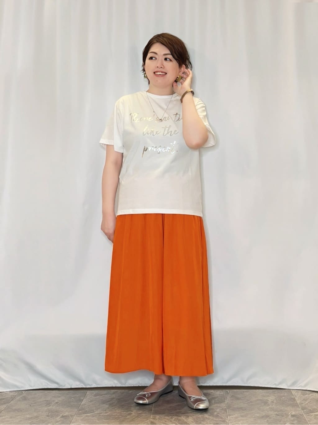 たみさんの「SHOO･LA･RUE｜【S-LL/ひんやり/UV】選べる6柄でそれぞれ欲しくなる プリントTシャツ」を使ったコーディネート