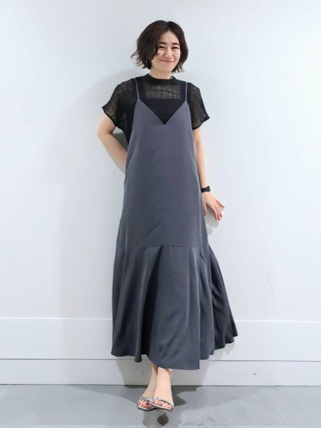 ミズタさんの「UNTITLED｜【シアー】チェックスタンドネックブラウス」を使ったコーディネート