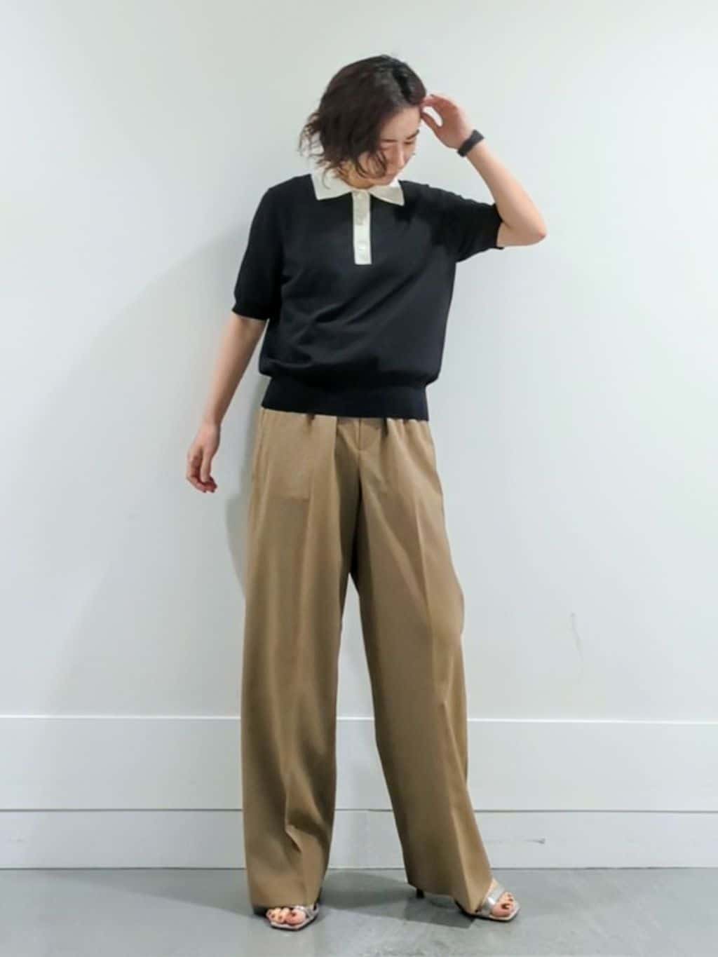 ミズタさんの「UNTITLED｜【トレンド/きれいめ】5分袖ポロニット」を使ったコーディネート