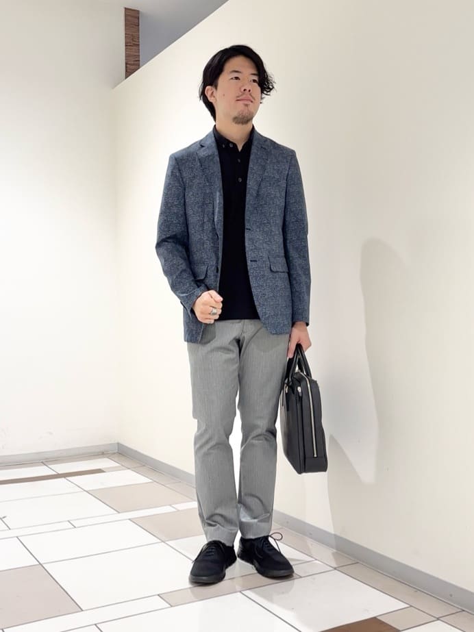 及川さんの「TAKEO KIKUCHI｜【抗菌防臭】COOL DOTS（R）ドビープリント ジャケット」を使ったコーディネート