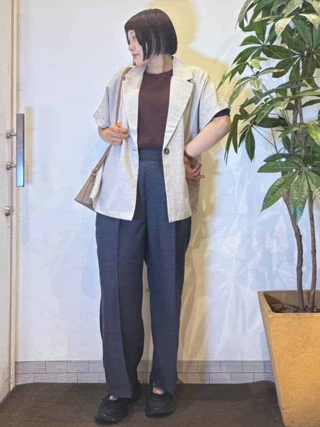 TOWAさんの「SHOO･LA･RUE｜【S-LL】さらりと着たい大人のための 麻調半袖ジャケット」を使ったコーディネート