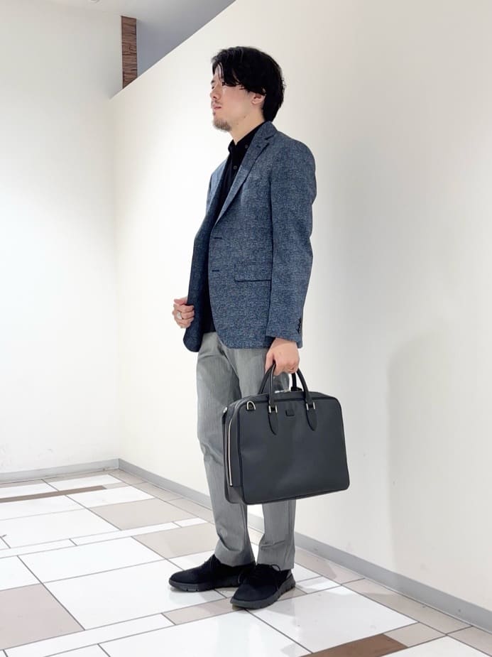 及川さんの「TAKEO KIKUCHI｜【抗菌防臭】COOL DOTS（R）ドビープリント ジャケット」を使ったコーディネート