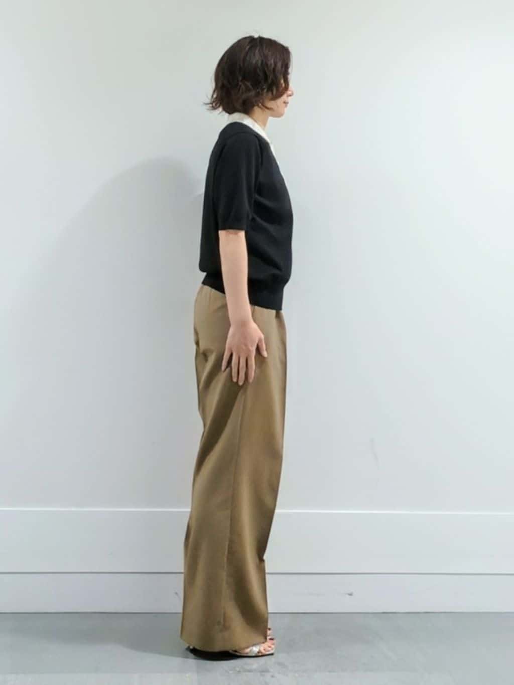 ミズタさんの「UNTITLED｜【トレンド/きれいめ】5分袖ポロニット」を使ったコーディネート