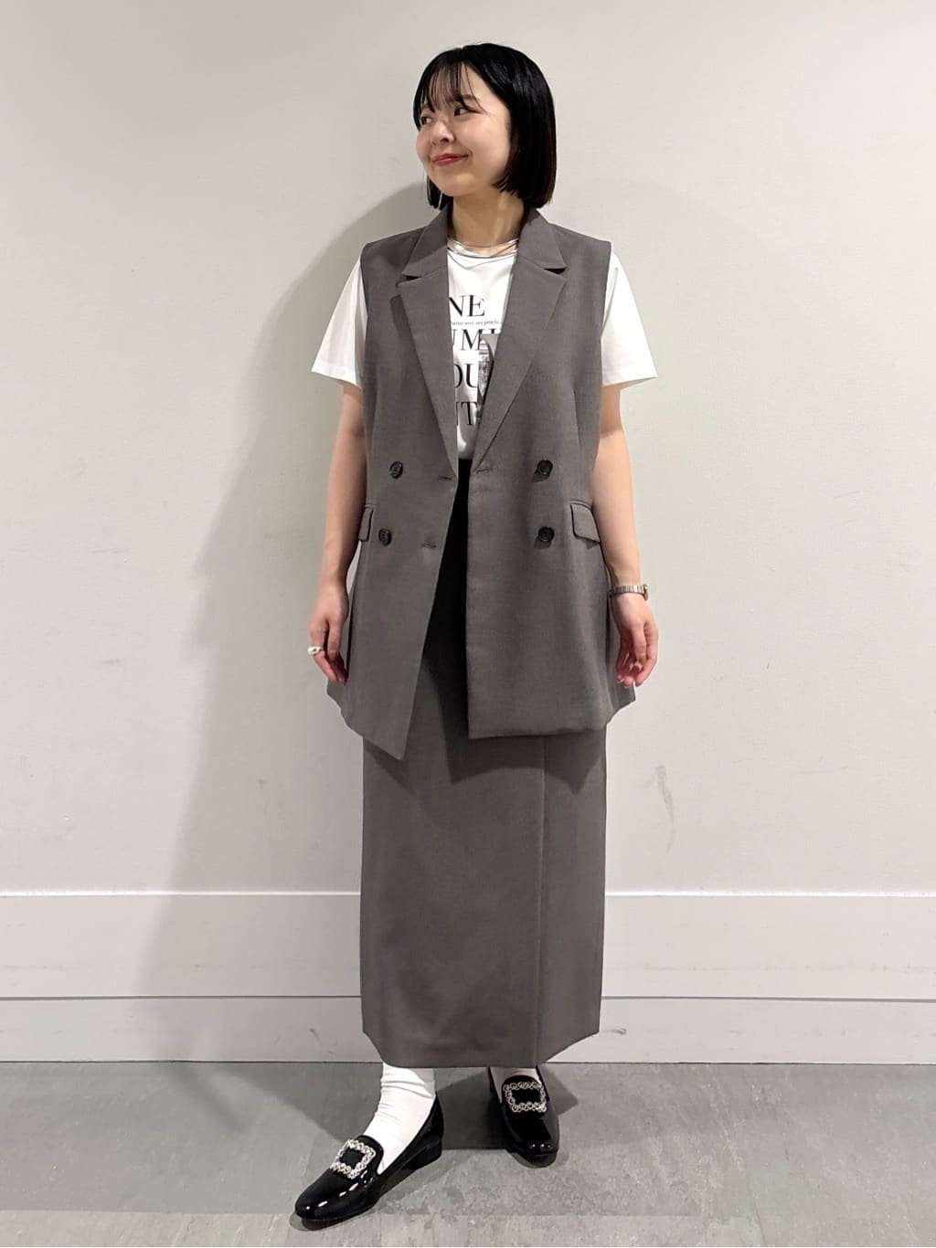 モエカさんの「UNTITLED｜【セットアップ可/洗える】スラブテーラードカラージレ」を使ったコーディネート