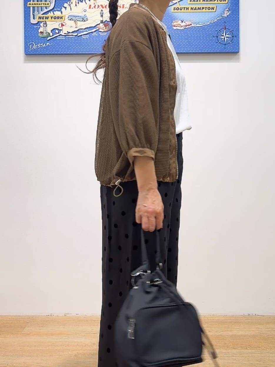 Yasucoさんの「Dessin｜【洗える】メッシュシアージャケット」を使ったコーディネート