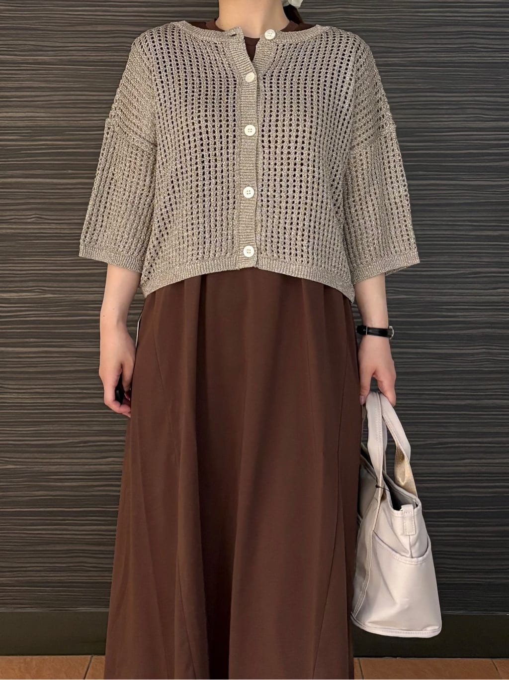 かなさんの「OPAQUE.CLIP｜カットソーフレアワンピース【接触冷感／洗濯機洗い可】」を使ったコーディネート
