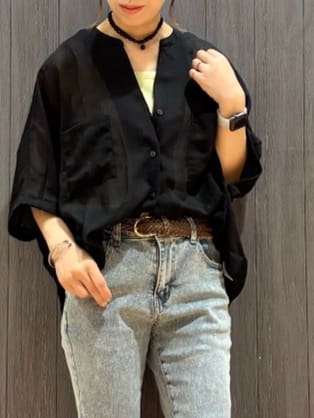 meiさんの「SHOO･LA･RUE｜【ひんやり/S-LL】ストレッチフレアデニム」を使ったコーディネート