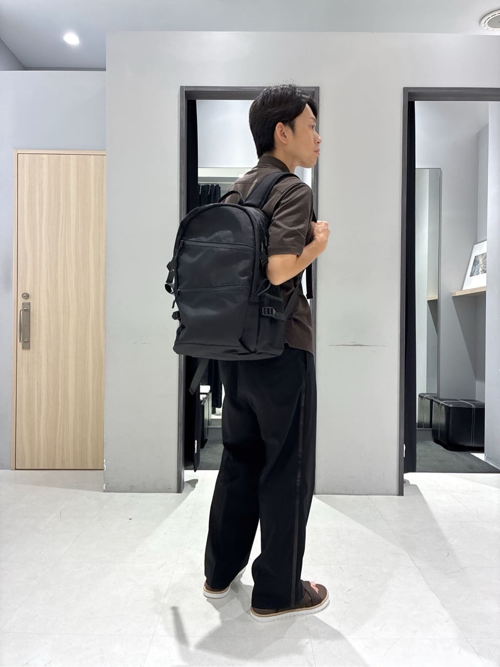 わいずみさんの「TAKEO KIKUCHI｜【COOL CITY WEAR】ストライプジャージ ボタンダウンシャツ /接触冷感」を使ったコーディネート