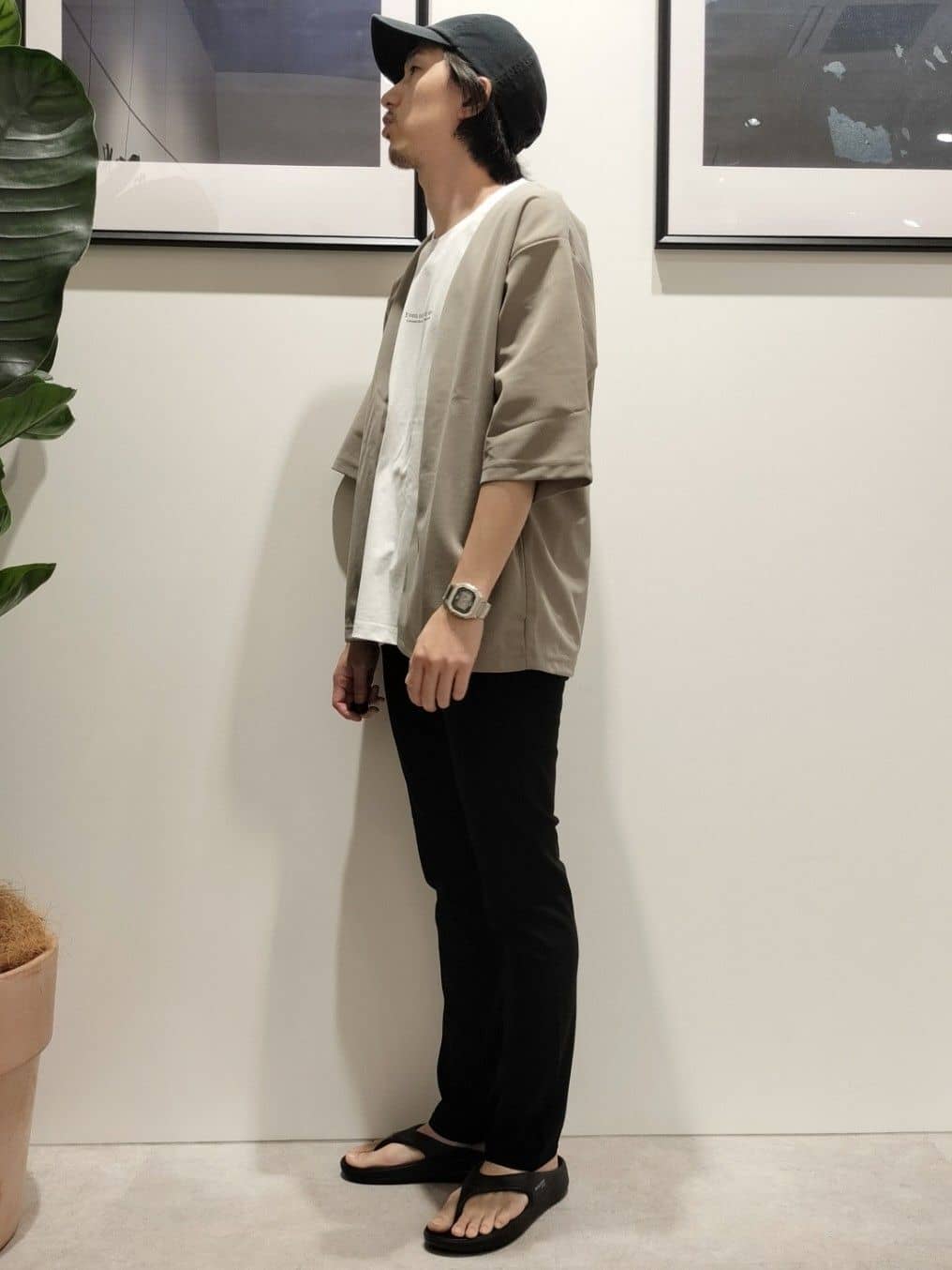 takutoさんの「THE SHOP TK｜五分袖カーディガン+半袖Tシャツセットアイテム 洗濯機OK」を使ったコーディネート