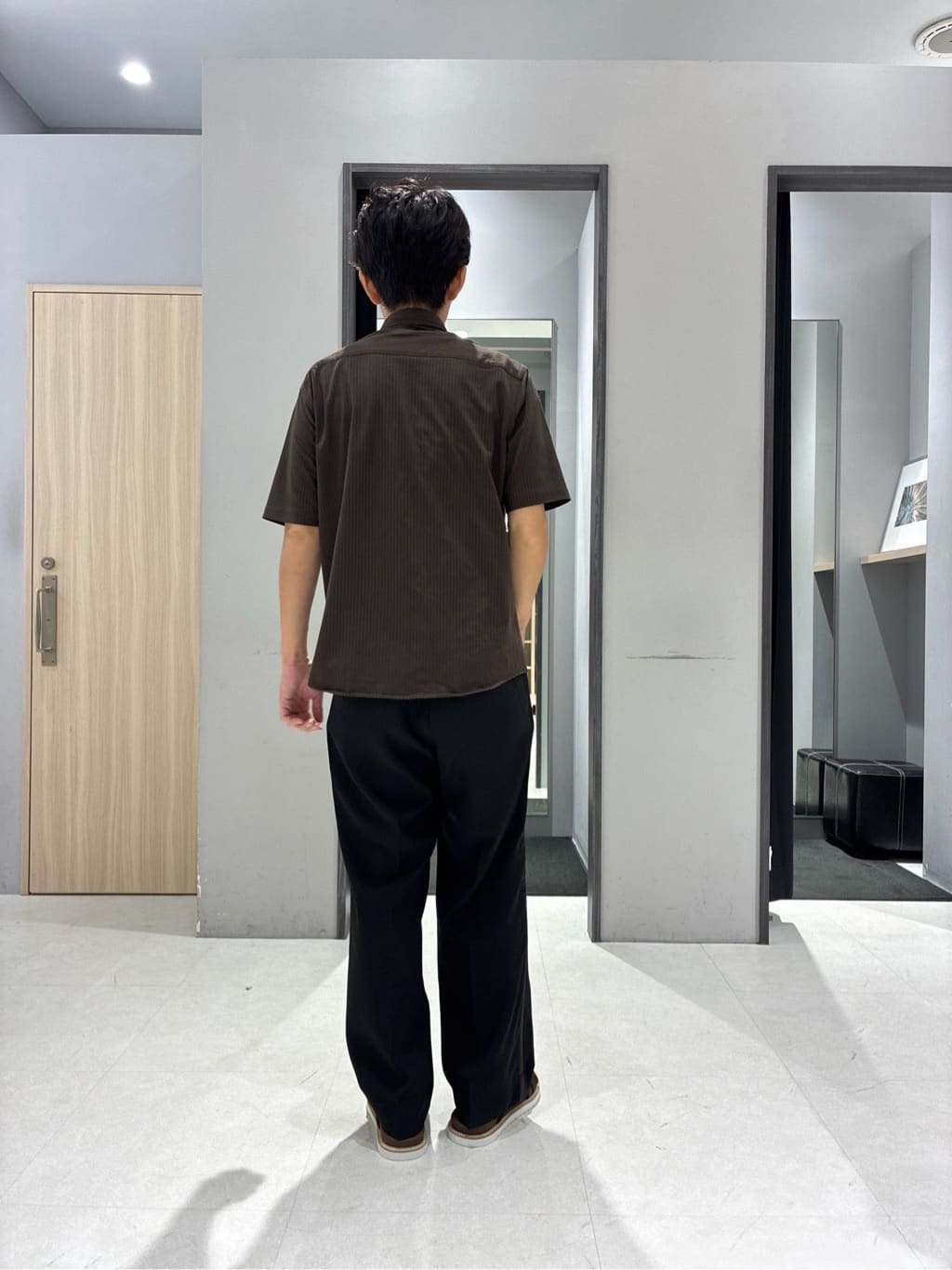 わいずみさんの「TAKEO KIKUCHI｜【COOL CITY WEAR】ストライプジャージ ボタンダウンシャツ /接触冷感」を使ったコーディネート