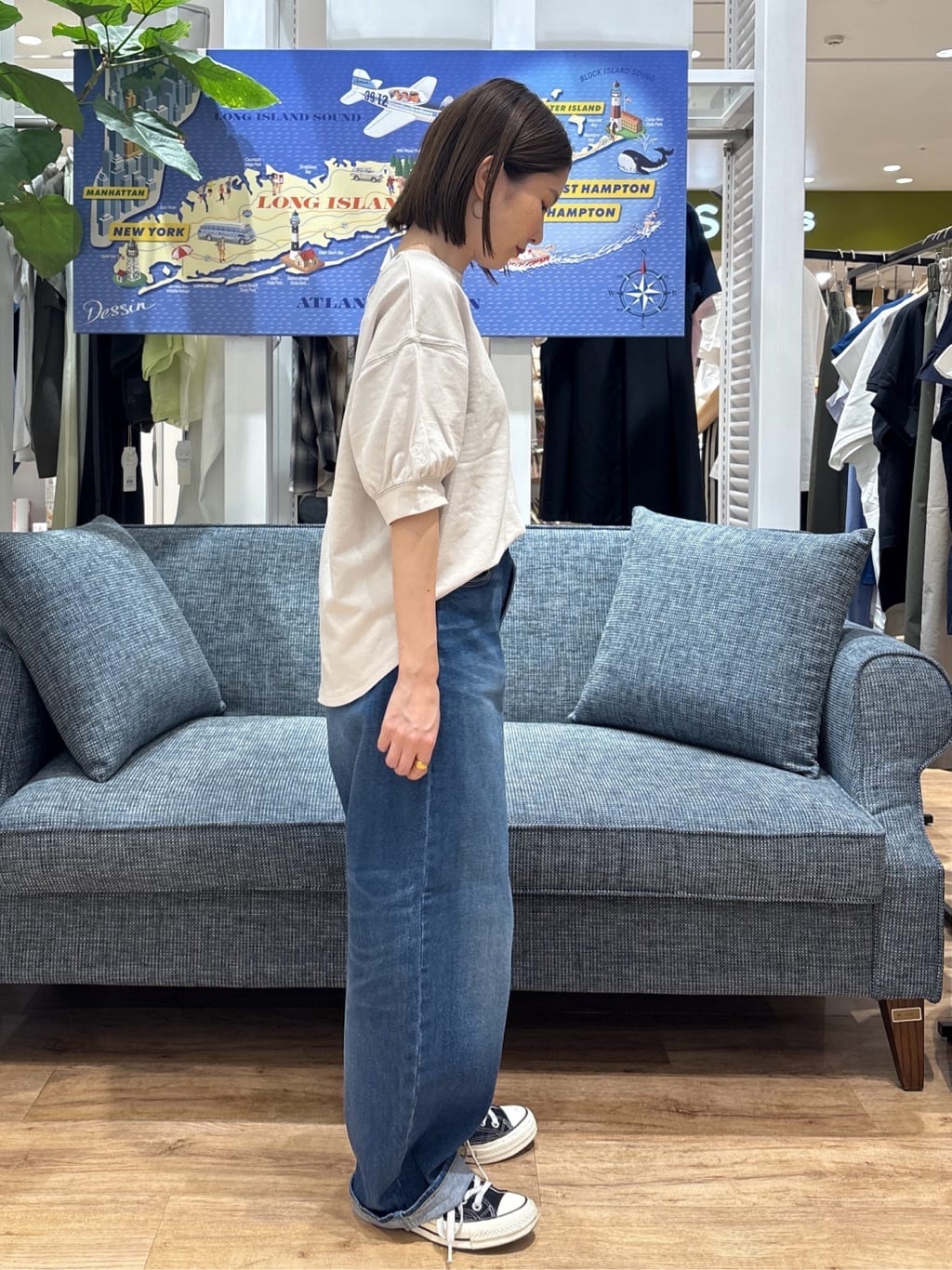 risaさんの「Dessin｜【360度可愛い/前後2WAY/洗える】ライトコットンヘンリーカットソー」を使ったコーディネート