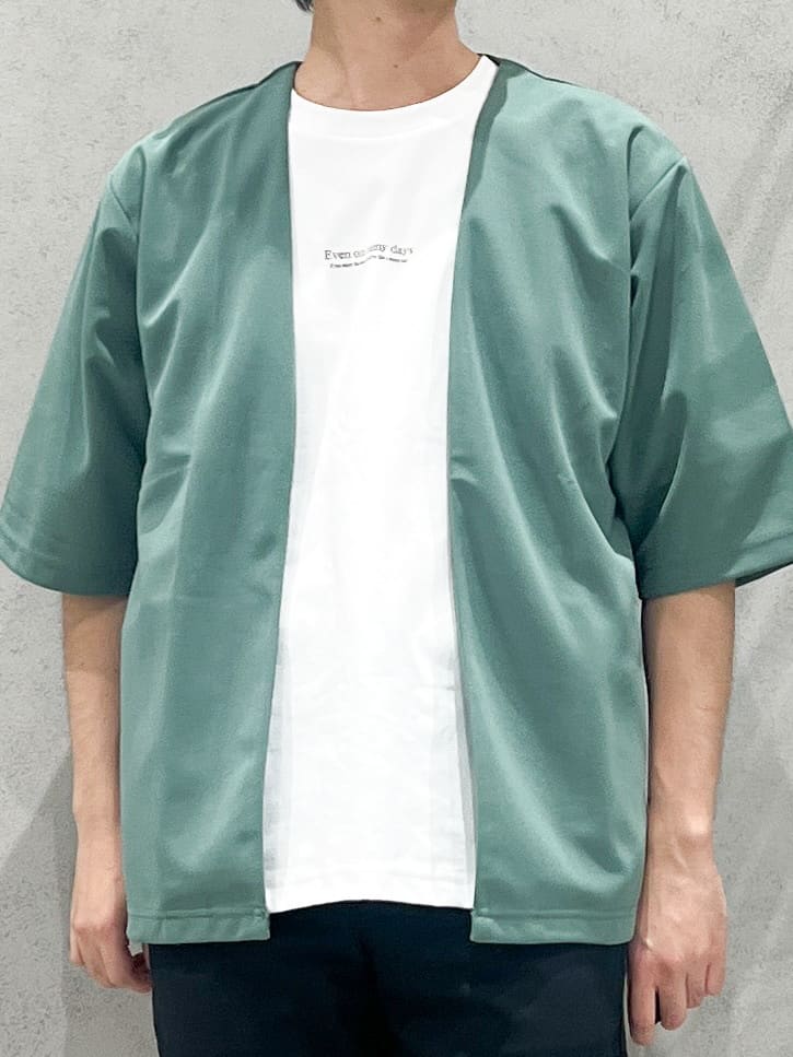 SHI-MAさんの「THE SHOP TK｜五分袖カーディガン+半袖Tシャツセットアイテム 洗濯機OK」を使ったコーディネート