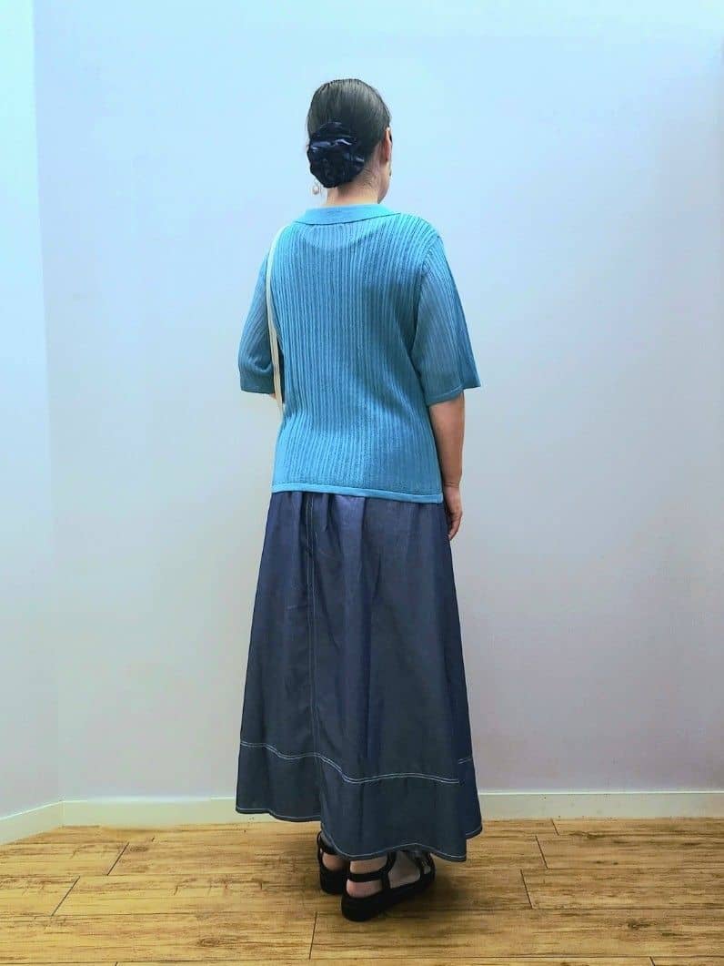 くまさんの「SHOO･LA･RUE｜【洗える/S-LL】大人のシアー感 キラキラ リブニット」を使ったコーディネート